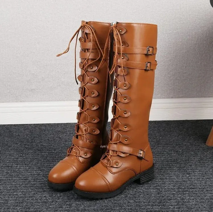 Side View of Women’s Black Combat Boots