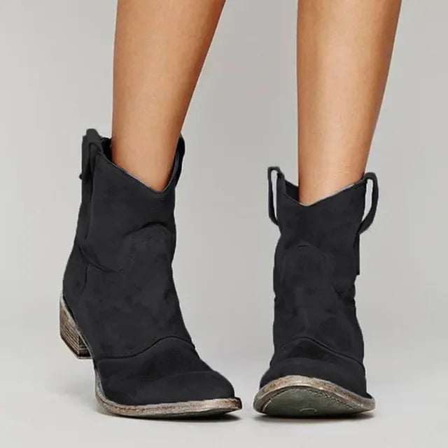 Side View of Western Style Gray Boots